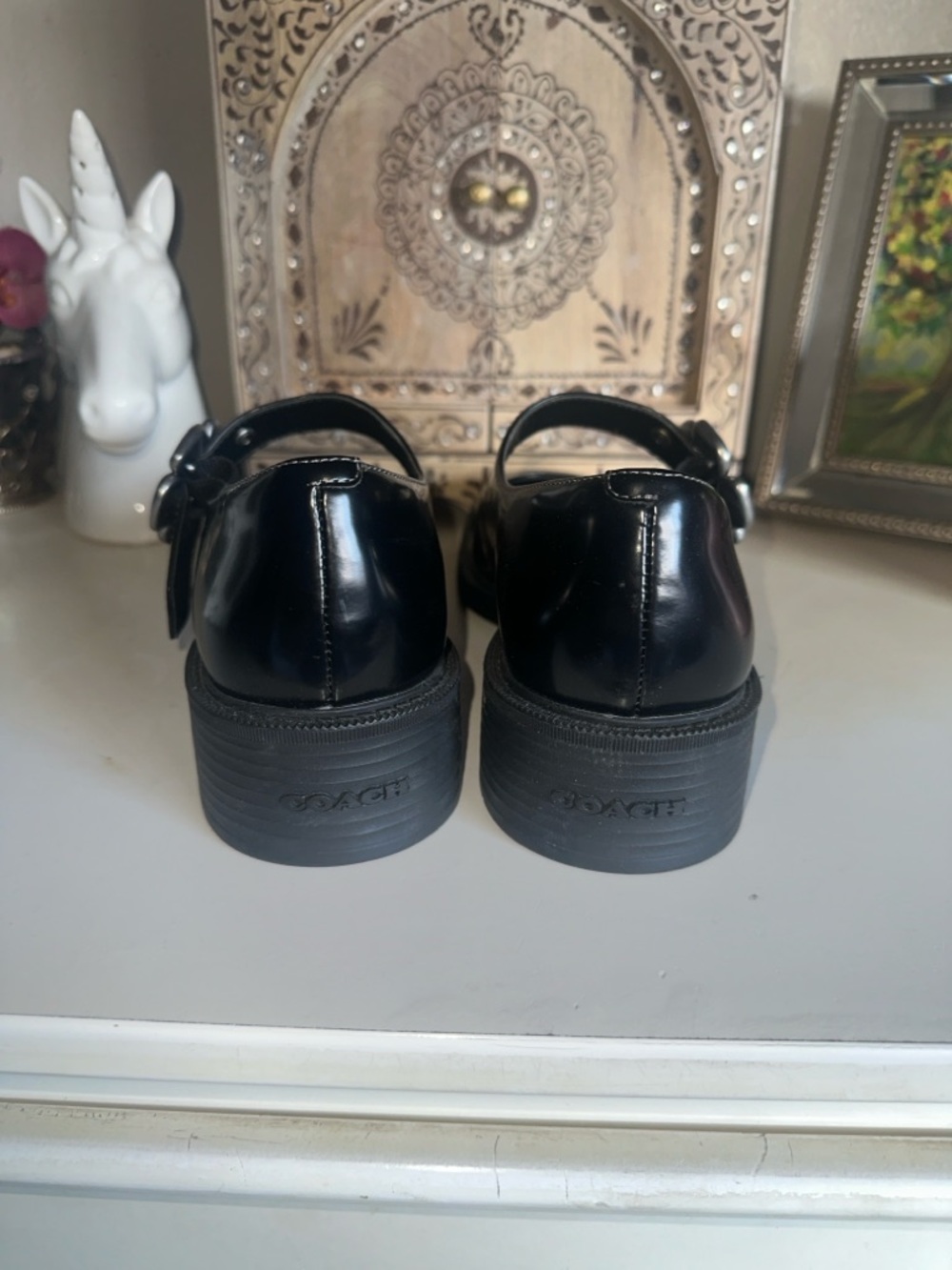 COACH Tea Rose 🌹 Leather Mary Janes SZ 10 - Picture 5 of 6